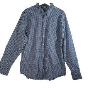 Express Slim Check Button Down Shirt Men's XL Blue‎ / Black